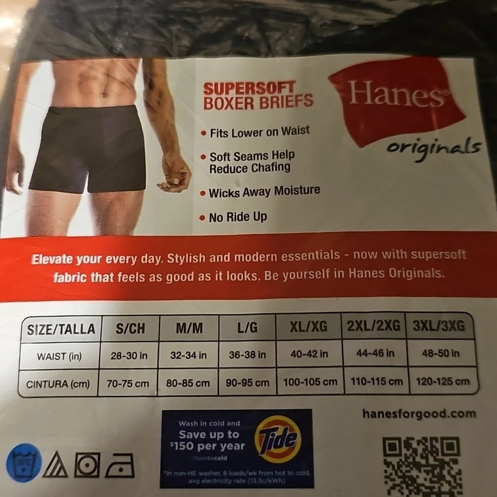 Hanes Originals Men's SuperSoft Boxer Brief Underwear, 3-Pack, Size L 36-38